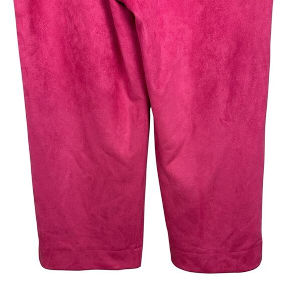 Bagatelle Collection Fuchsia Faux Suede High Rise Crop Wide Leg Trousers Size 12 - Picture 9 of 11